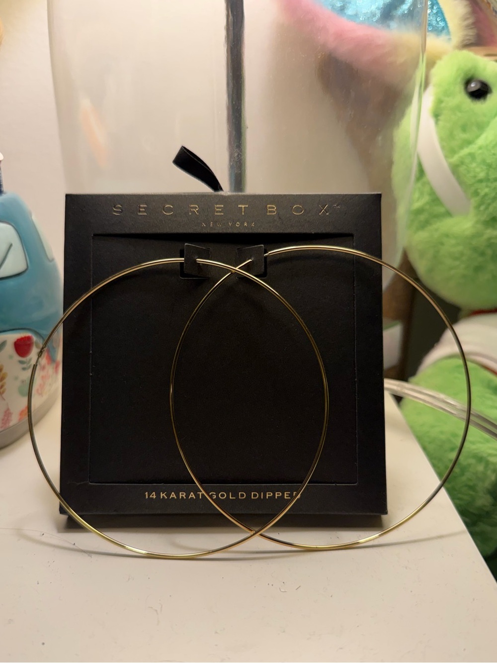 NWT secret box new york 24k gold dipped oversized hoop earrings